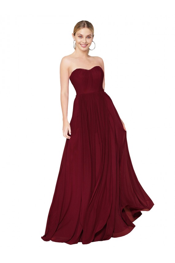 Cheap Draped Strapless Long A-Line Chiffon Bridesmaid Dress / Formal Prom Dress Canada