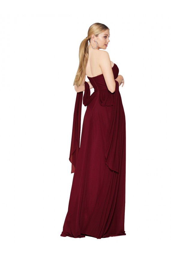 Cheap Draped Strapless Long A-Line Chiffon Bridesmaid Dress / Formal Prom Dress Canada