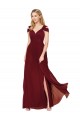 Cheap Off the Shoulder Long Chiffon Bridesmaid Dress / Formal Prom Dress with Side Slit Canada