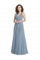Cheap Faux Surplice Bodice Long Chiffon Bridesmaid Dress with V-Neckline Canada