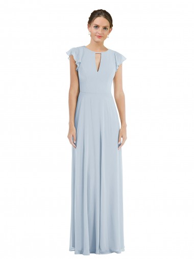 Cheap Flutter Sleeve V Keyhole Chiffon Maxi Formal Bridesmaid Dress Canada