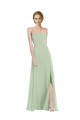 Cheap Scoop Neck Tie Strap Maxi Bridesmaid Dress with Front Slit Canada