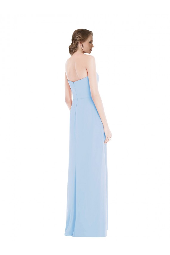 Cheap Strapless Sweetheart Maxi Bridesmaid Dress with Pleated Front Slit Canada