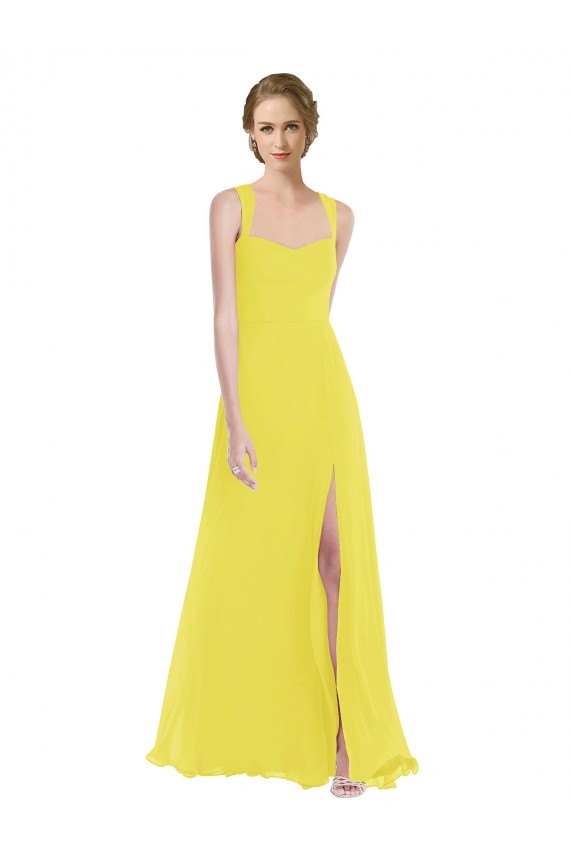 Cheap Wide Strap Sweetheart Maxi Bridesmaid Dress Canada