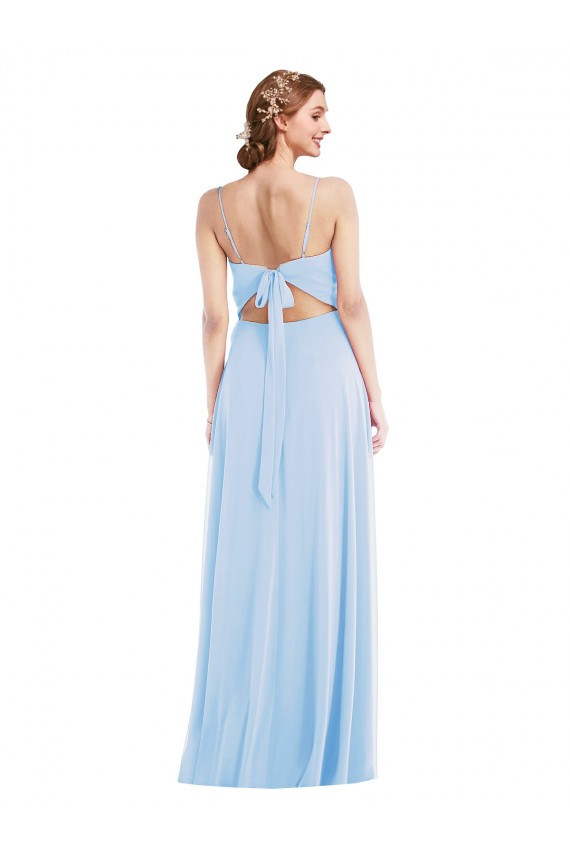 Cheap Tie Back Cutout Maxi Formal Bridesmaid Dress with Front Slit Canada