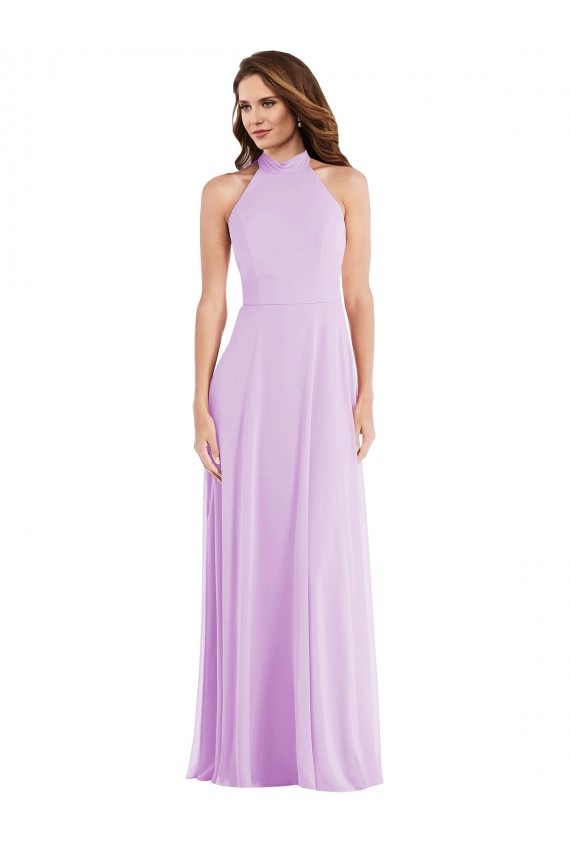 Cheap High Neck Halter Backless Maxi Bridesmaid Dress Canada