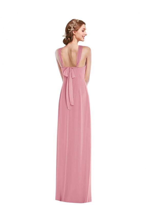 Cheap Draped Chiffon Grecian Column Bridesmaid Dress with Front Slit Canada