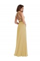 Cheap Stand Collar Halter Maxi Bridesmaid Dress with Criss Cross Open Back Canada