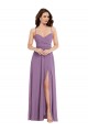 Cheap Wrap Bodice Maxi Bridesmaid Dress with Front Slit Canada