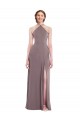 Cheap Diamond Halter Maxi Formal Bridesmaid Dress with Front Slit Canada