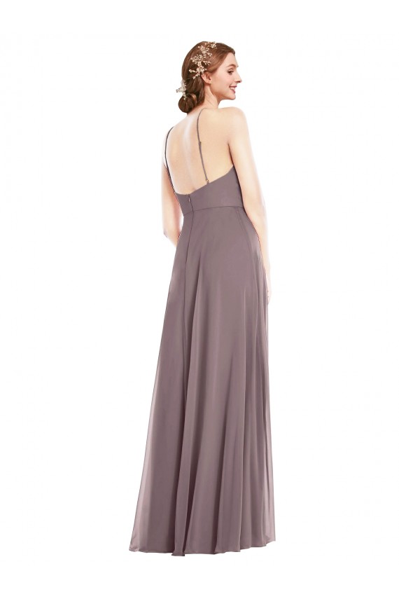 Cheap Diamond Halter Maxi Formal Bridesmaid Dress with Front Slit Canada