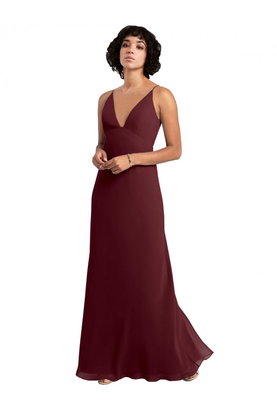 Cheap Notched Neckline Empire Waist Chiffon Slip Bridesmaid Dress Canada