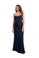 Cheap Scoop Neck Long Chiffon Open Back Bridesmaid Dress with Spaghetti Straps Canada
