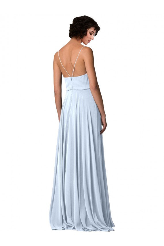Cheap V-Neck Blouson Waist Long Chiffon Bridesmaid Dress with Straps Canada