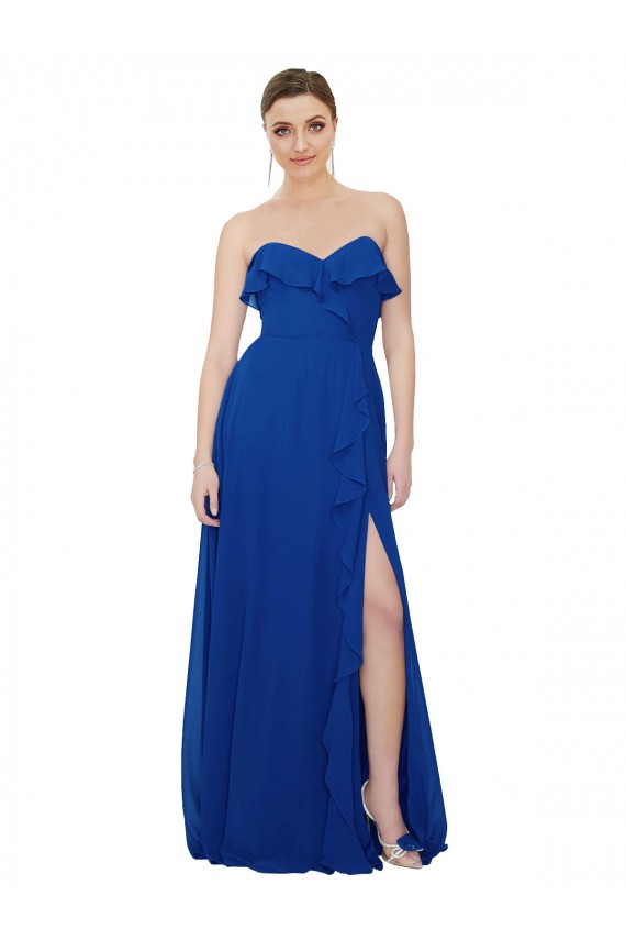 Cheap Ruffled Chiffon Strapless Bridesmaid Dress Canada