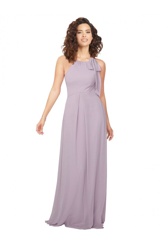 Cheap Halter Neck Bridesmaid Dress with Bow Canada