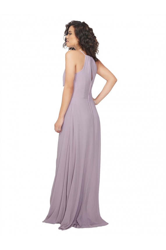 Cheap Halter Neck Bridesmaid Dress with Bow Canada