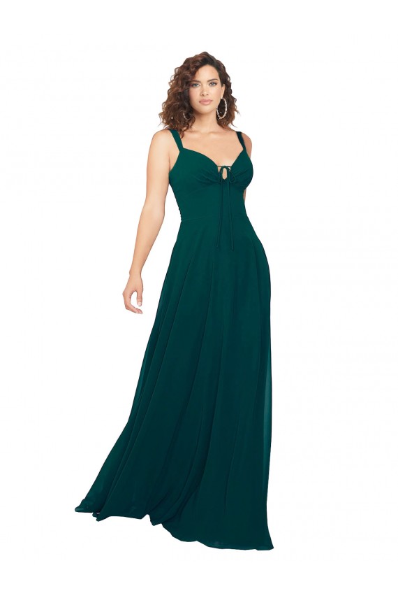 Cheap Tied Bodice Sweetheart V-Neck Chiffon Bridesmaid Dress Canada