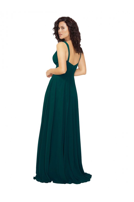 Cheap Tied Bodice Sweetheart V-Neck Chiffon Bridesmaid Dress Canada