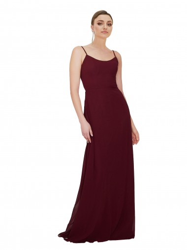 Cheap Scoop Neck Tied Keyhole Back Chiffon Bridesmaid Dress Canada