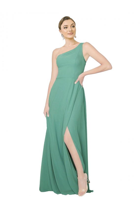 Cheap One Shoulder Asymmetric Chiffon Bridesmaid Dress with Pockets Canada