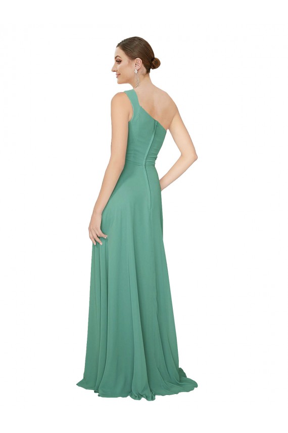 Cheap One Shoulder Asymmetric Chiffon Bridesmaid Dress with Pockets Canada