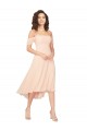 Cheap Cold Shoulder Midi Length Short Chiffon Bridesmaid Dress Canada