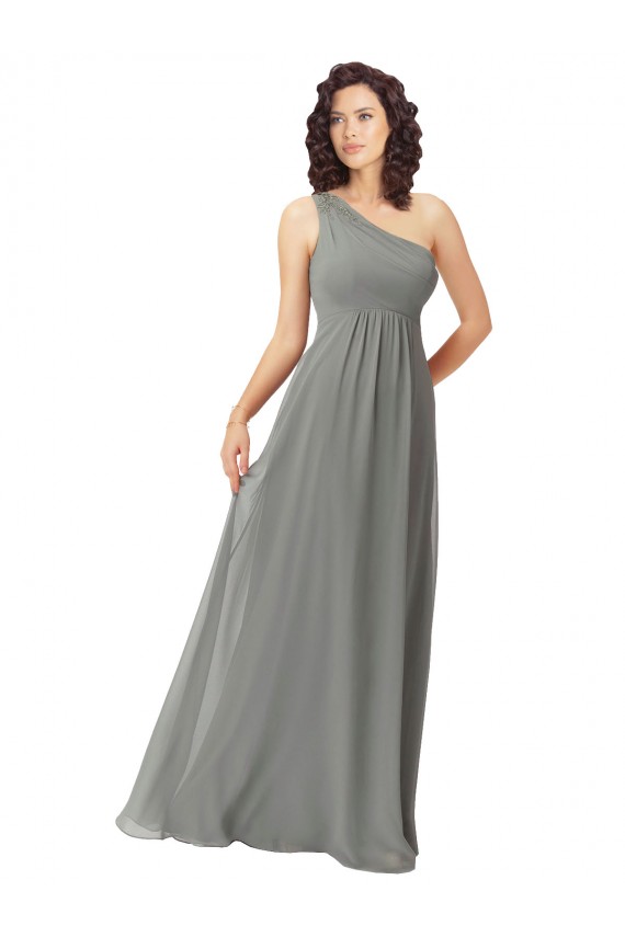 Cheap Embroidered One Shoulder Chiffon Bridesmaid Dress Canada