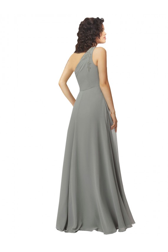 Cheap Embroidered One Shoulder Chiffon Bridesmaid Dress Canada