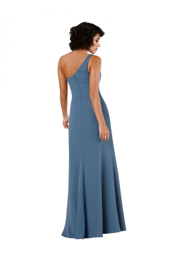 Cheap One Shoulder Chiffon Formal Bridesmaid Dress with Skirt Slit and Accent Strap Canada