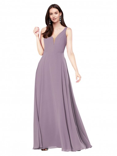 Cheap Long Chiffon Formal Bridesmaid Dress with Open Back Canada