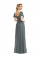 Cheap Puff Sleeves Chiffon Maxi Bridesmaid Dress with Front Slit Canada