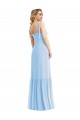 Cheap Tie Shoulder Bustier Bodice Ruffle Hem Maxi Bridesmaid Dress Canada