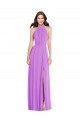 Cheap Halter Backless Maxi Formal Bridesmaid Dress with Button Ruffle Placket Canada