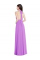 Cheap Halter Backless Maxi Formal Bridesmaid Dress with Button Ruffle Placket Canada