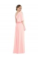 Cheap One Shoulder Bell Sleeves Chiffon Maxi Bridesmaid Dress Canada