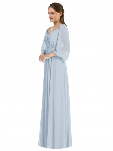 Cheap Off the Shoulder Puff Sleeve Maxi Formal Bridesmaid Dress with Front Slit Canada