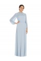 Cheap Strapless Chiffon Maxi Formal Bridesmaid Dress with Puff Sleeve Blouson Overlay Canada