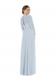 Cheap Strapless Chiffon Maxi Formal Bridesmaid Dress with Puff Sleeve Blouson Overlay Canada