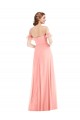 Cheap Off the Shoulder Ruffle Cuff Sleeve Chiffon Maxi Bridesmaid Dress Canada