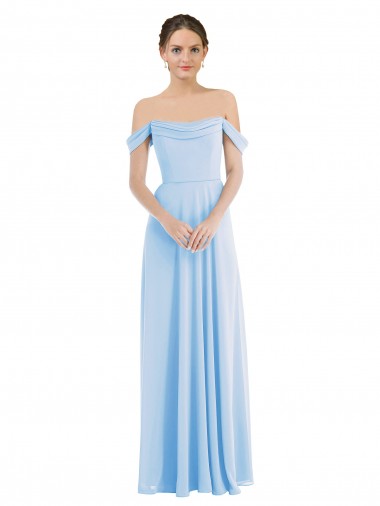 Cheap Off the Shoulder Draped Neckline Maxi Formal Bridesmaid Dress Canada
