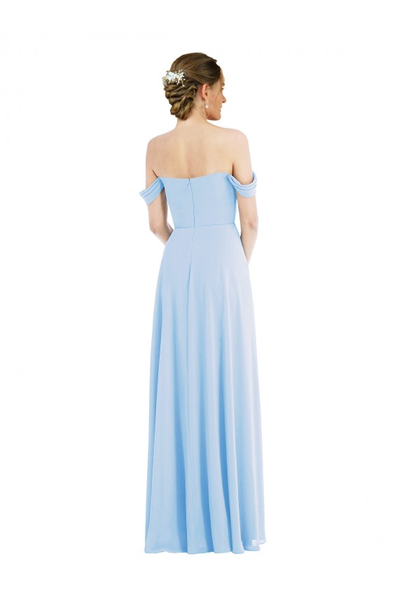 Cheap Off the Shoulder Draped Neckline Maxi Formal Bridesmaid Dress Canada