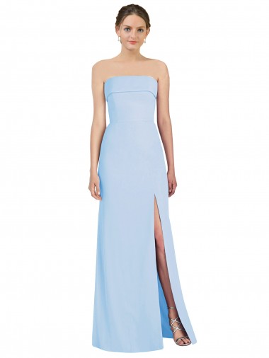 Cheap Strapless Trumpet Chiffon Formal Bridesmaid Dress with Thigh high Slit Canada