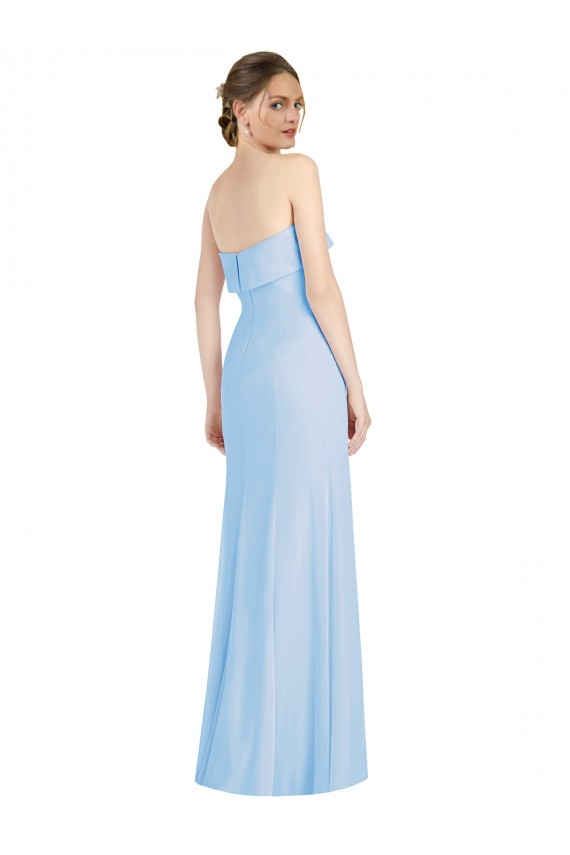Cheap Strapless Trumpet Chiffon Formal Bridesmaid Dress with Thigh high Slit Canada