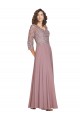 Cheap Hand-Beaded Bodice V-Neckline Long Sleeves Chiffon Bridesmaid Dress / Prom Dress Canada