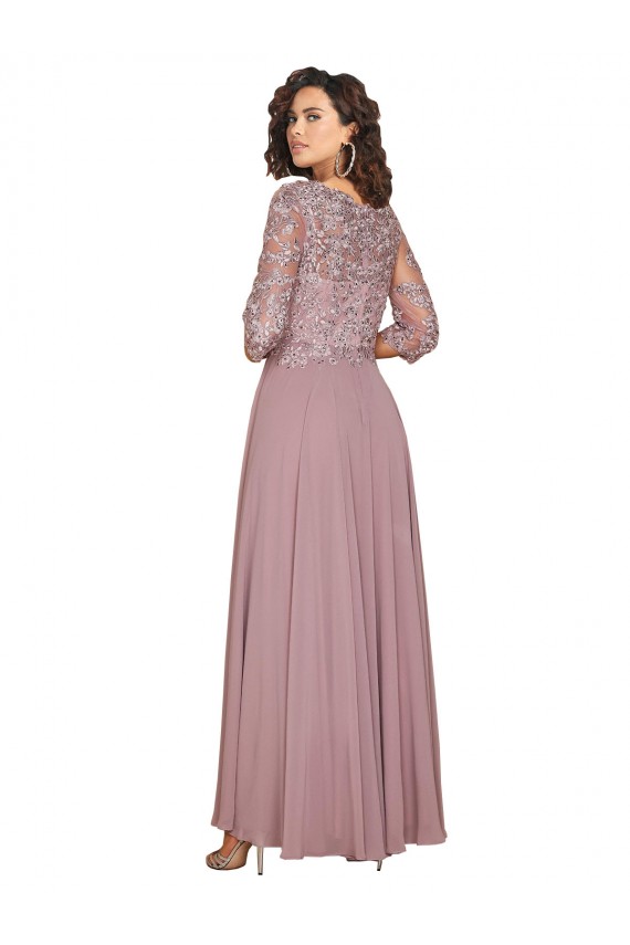 Cheap Hand-Beaded Bodice V-Neckline Long Sleeves Chiffon Bridesmaid Dress / Prom Dress Canada