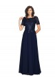 Cheap Short Sleeves A-Line Long Chiffon Bridesmaid Dress / Prom Dress with Beaded Bodice Canada