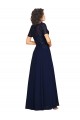 Cheap Short Sleeves A-Line Long Chiffon Bridesmaid Dress / Prom Dress with Beaded Bodice Canada