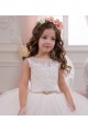 Cheap Ivory Ball Gown Bateau Neck Chapel Train Sleeveless Flower Girl Dress Canada