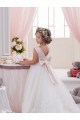 Cheap Ivory Ball Gown Bateau Neck Chapel Train V-Back Flower Girl Dress Canada